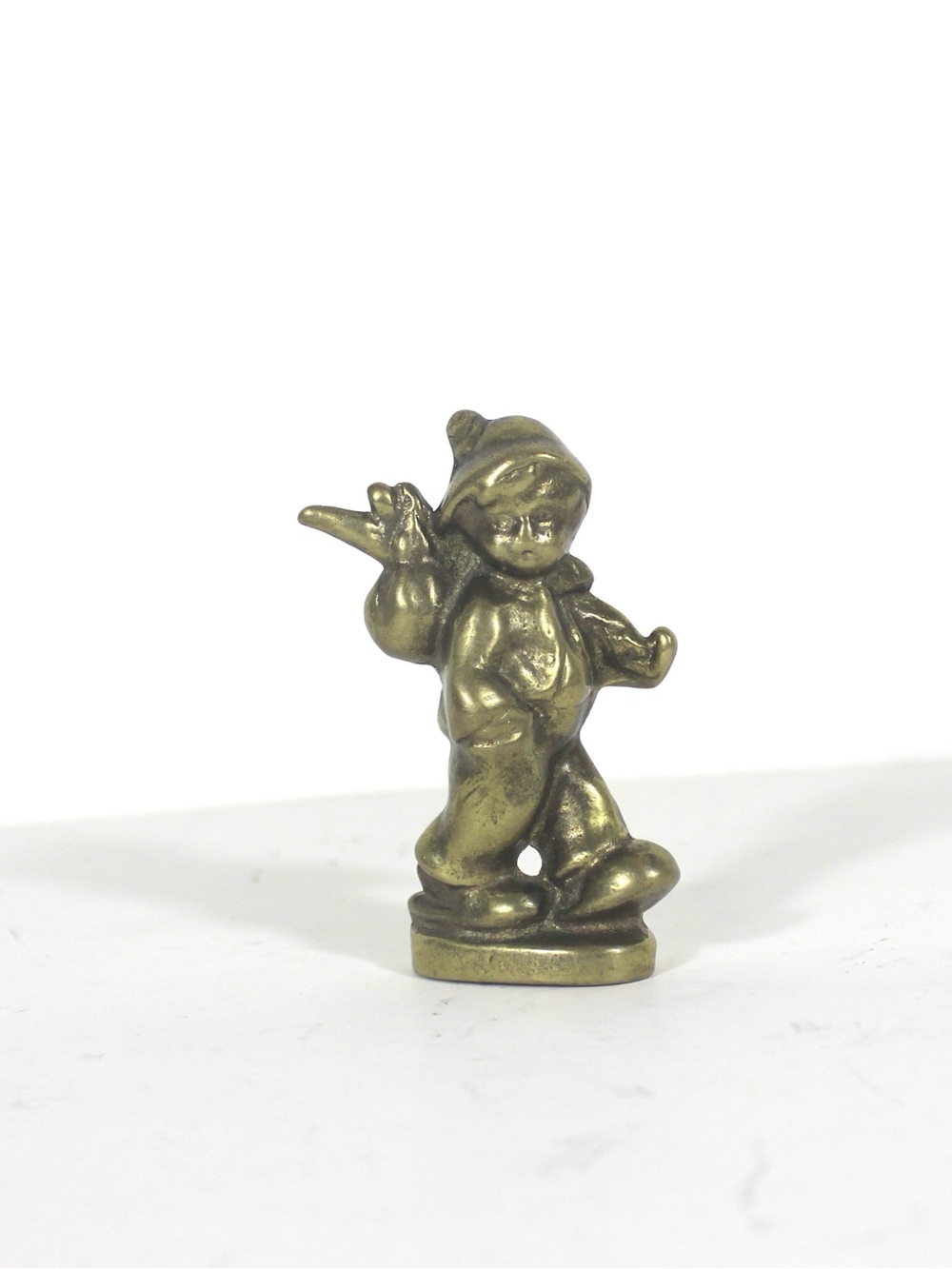 Vintage Brass Hummel Style Figurine Boy Carrying a Sack Vagabond